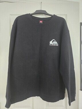 Quiksilver Black Crewneck Sweatshirt with Small Chest Logo